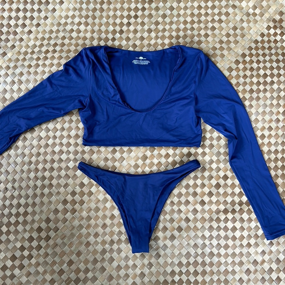 Blue Long Sleeve Bikini Set